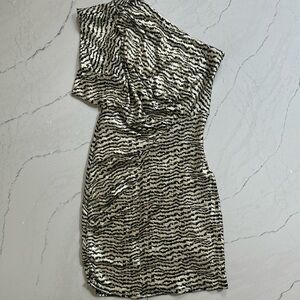 Zebra Cold  Shoulder Dress